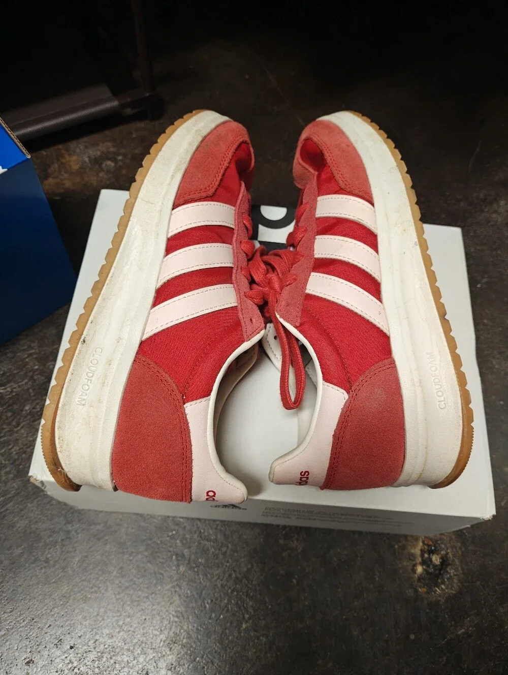 adidas Red and White Women's Retro Runner Sneakers